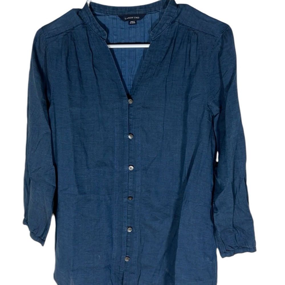 Lands End Lightweight Cotton Button Up Shirt Women’s Size 4